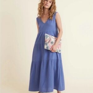 MARINE Layer Corinne Double Gauze Maxi sleeveless beachy preppy dress Sz S
